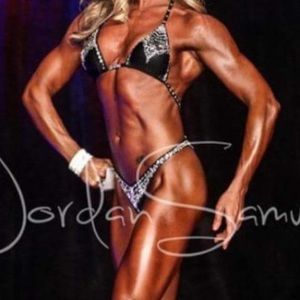 Black jeweled figure competition suit